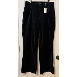 GOOD AMERICAN Black Velvet Wide Leg Crop Pants Women's Size 16,‎ NWT